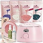 Lifestance Waxing Kit for Women & Men - Pink L3 Digital Warmer, Silicone Wax Pot Liner, Hair Removal Kit with 14.1oz Hard Wax Beads & Oil Spray, Professional for Home Brazilian Bikini Face Leg Body