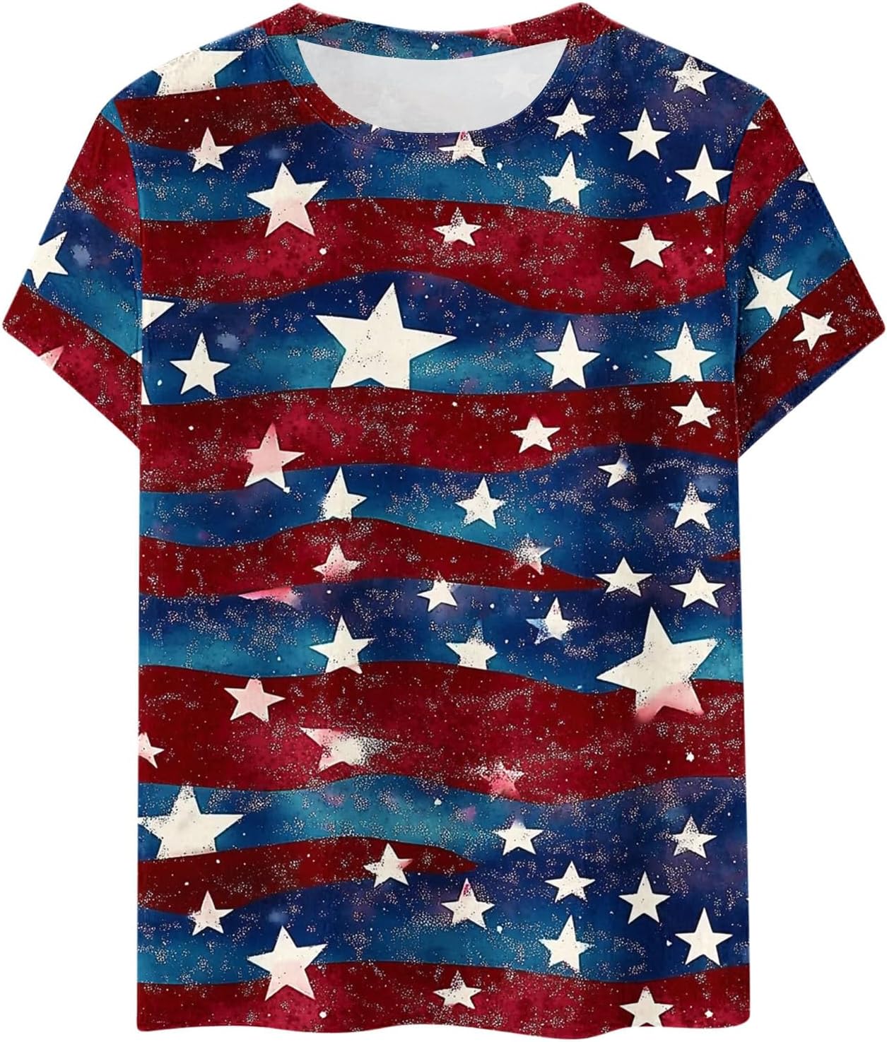4th of July Tops Women Short Sleeve Casual Crew Neck Lightweight Cozy Shirt Star Print Blouses 2026 Independence Day