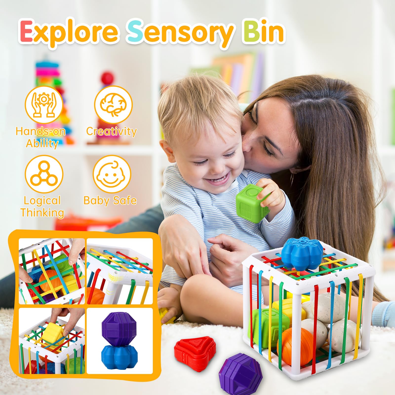 Juguetes Montessori Para Niños De 1 A 3 Años, Juguetes Sensoriales Para Bebés De 0 A 6, 6 A 12 Meses, Actividades De Viaje, Cubo De Tablero Ocupado, Cesta De Pascua