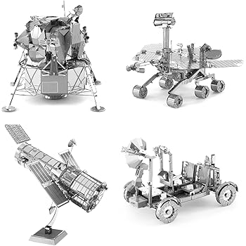 Amazon Com Set Of 4 Metal Earth 3d Laser Cut Models Hubble Telescope Apollo Lunar Rover Apollo Lunar Module Mars Rover Toys Games