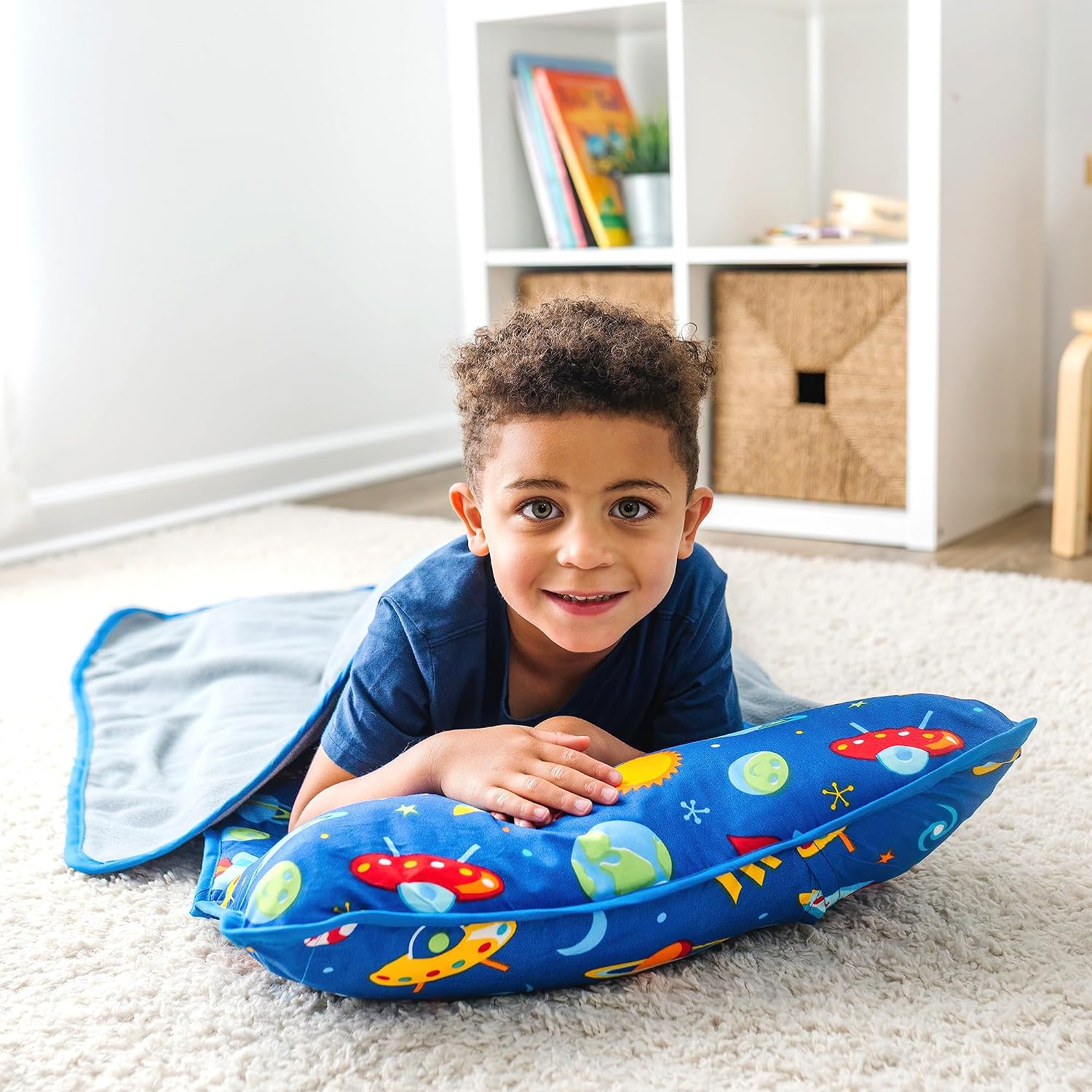 Wildkin Toddler Kids Nap Mat with Pillow for Boys & Girls – Soft & Cozy Microfiber Sleeping Mat for Daycare, Preschool, Kindergarten & Travel, Ages 3–5, Machine Washable