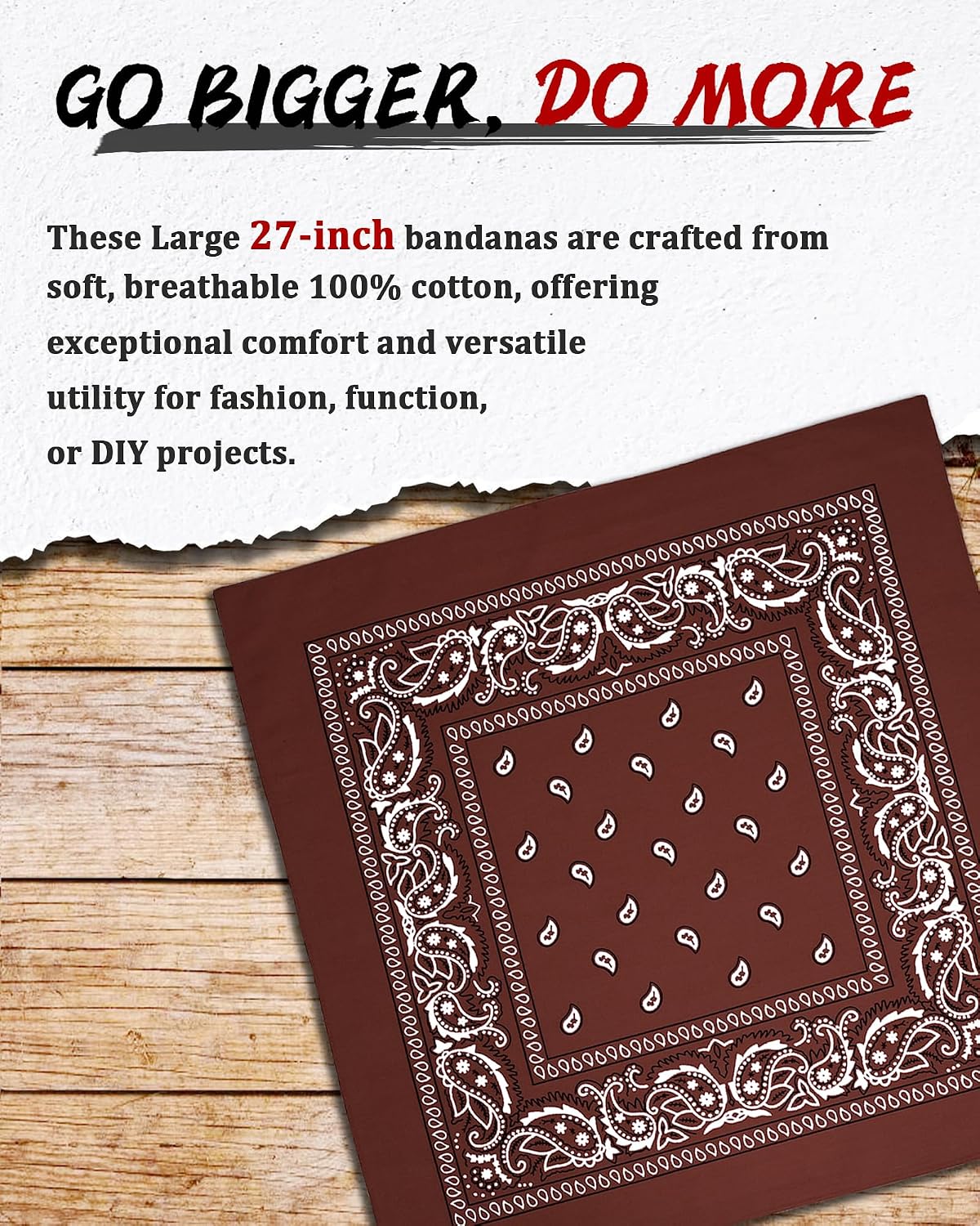 Bycc Bynn Large 27" x 27" 100% Cotton Bandanas - Set of 4