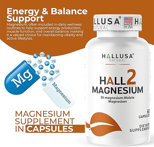 Miniatura 3 de Hallusa Natural Cápsulas de malato de magnesio 1500 mg - Apoyo muscular y nervioso, equilibrio óseo y electrolito, metabolismo energético - malato