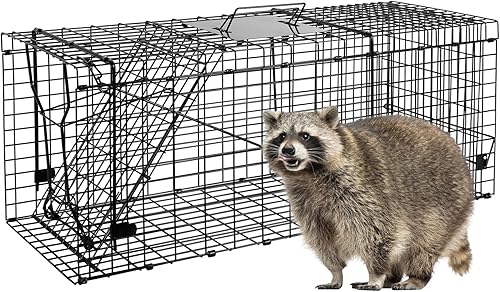 Jaula de trampa para animales vivos, 32 x 12 x 12.5 pulgadas, captura y liberación, jaula de trampa viva humana para interiores y exteriores, trampa