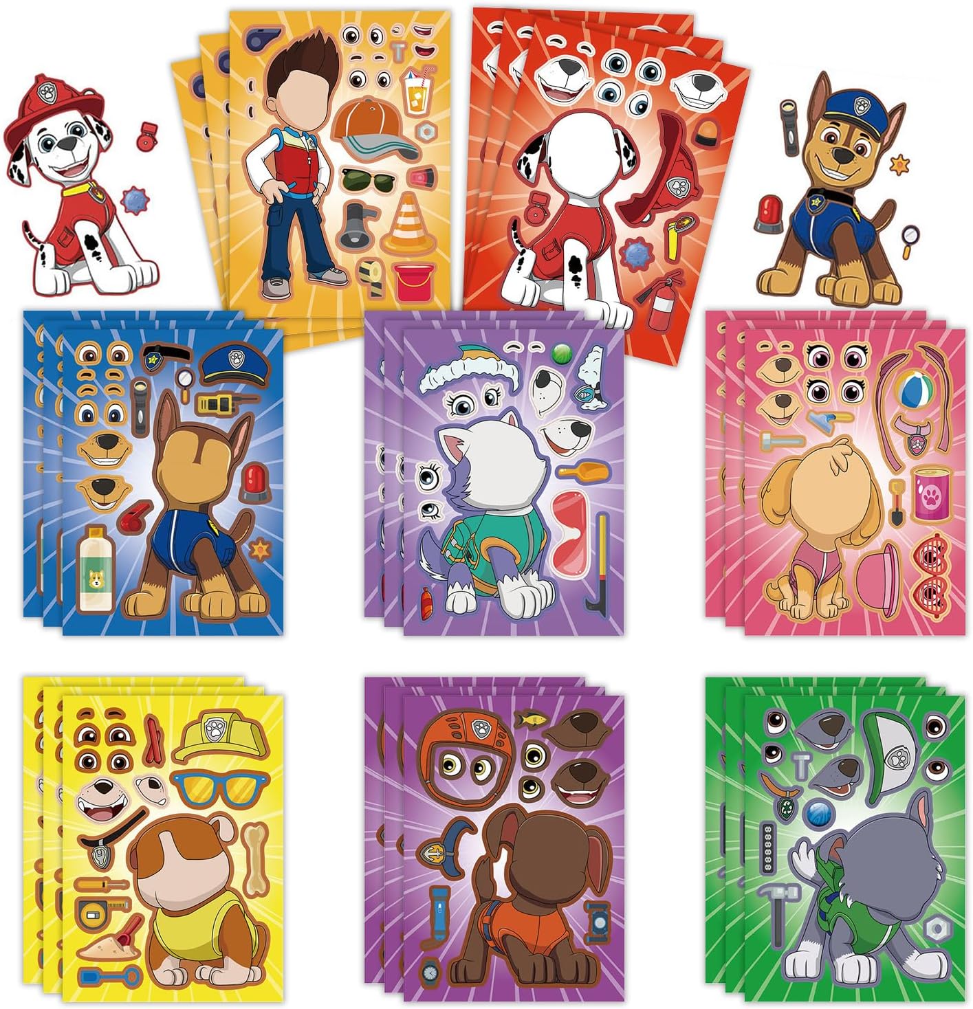 24 PCS Make a Face Stickers for Kids Party Favors Supplies - Make Your Own Dogs Animal Sticker for Birthday Decorations, Party Favors, Toys, Trunk Decorations