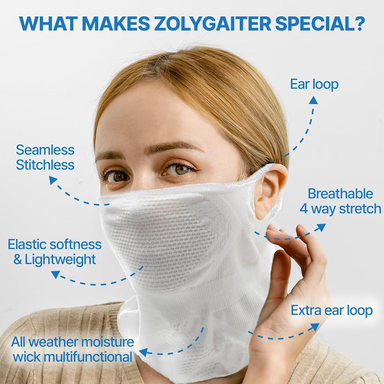 Face Neck Gaiter Balaclava Mask Running Wrap for Men Women | Seamless Seasonless UV Sun Protection | - Image 4