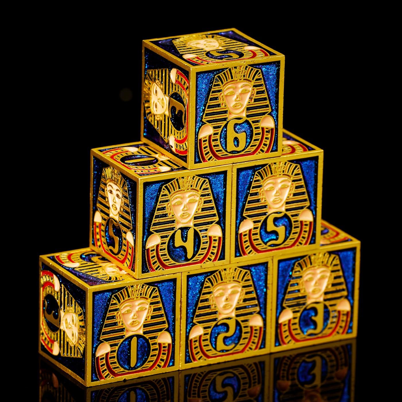 IRONTOWN 6 Sided Dice Set Neteru Dice Metal DND Dice Set Hollow Polyhedral Dice Set for Role Playing Game TTRPG Tabletop Games