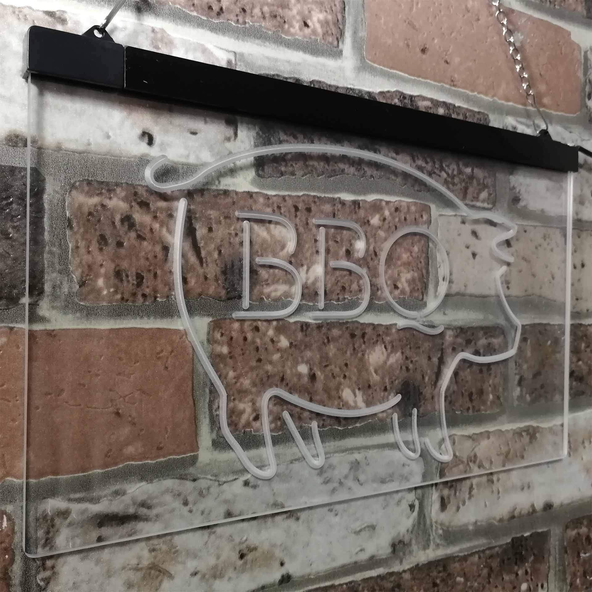 BBQ Pig Restaurant Open Display Dual Color LED Enseigne Lumineuse Neon Sign Vert et rouge 600 x 400mm st6s64-i3161-gr