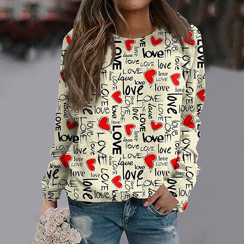 Miniatura 4 de Camisas de San Valentín para mujer, manga larga, invierno y primavera, a la moda, ajuste holgado, sudaderas elegantes