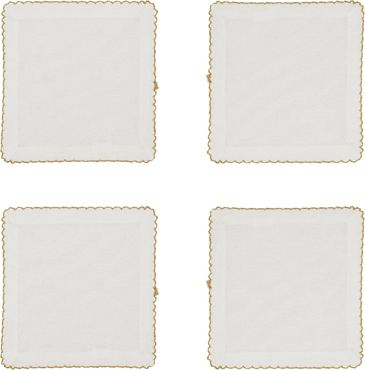 SARO LIFESTYLE Whip Stitched Table Napkins (Set of 4), Gold, 6" (1442.GL6S)