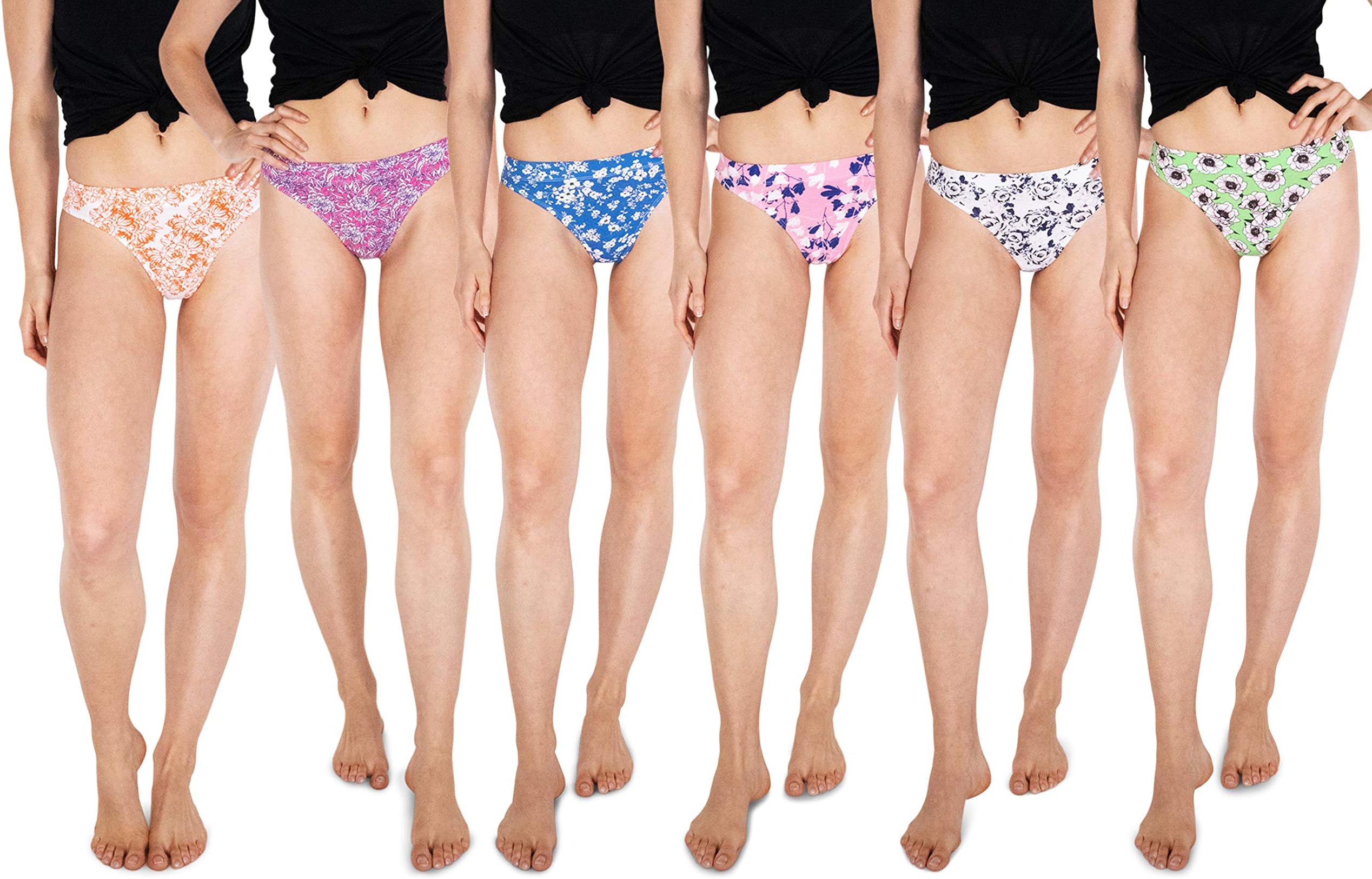 Sexy BasicsWomen's Active Sport Thongs | Cotton Hi Waist Underwear - Multi Packs
