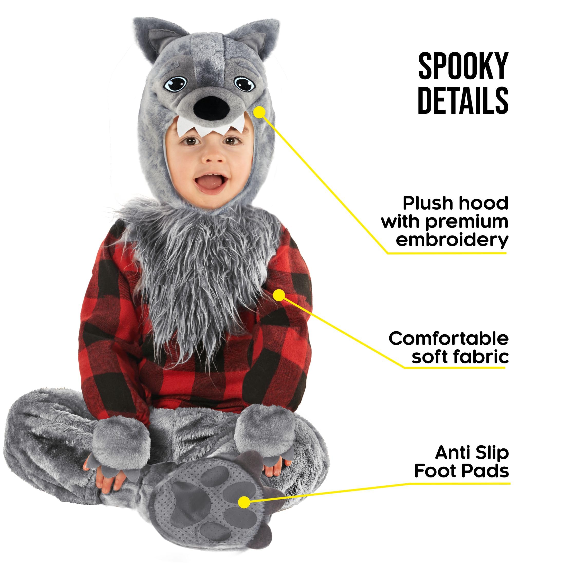 Morph Halloween Kostüm Werwolf, Wolfskostüm Kinder, Kinderkostüm Wolf, Werwolf Kostüm Kinder Jungen, Halloween Werwolf Kostüm - in 4 Größen (0-12 Monate, 1-2 Jahre, 2-3 Jahre, S)