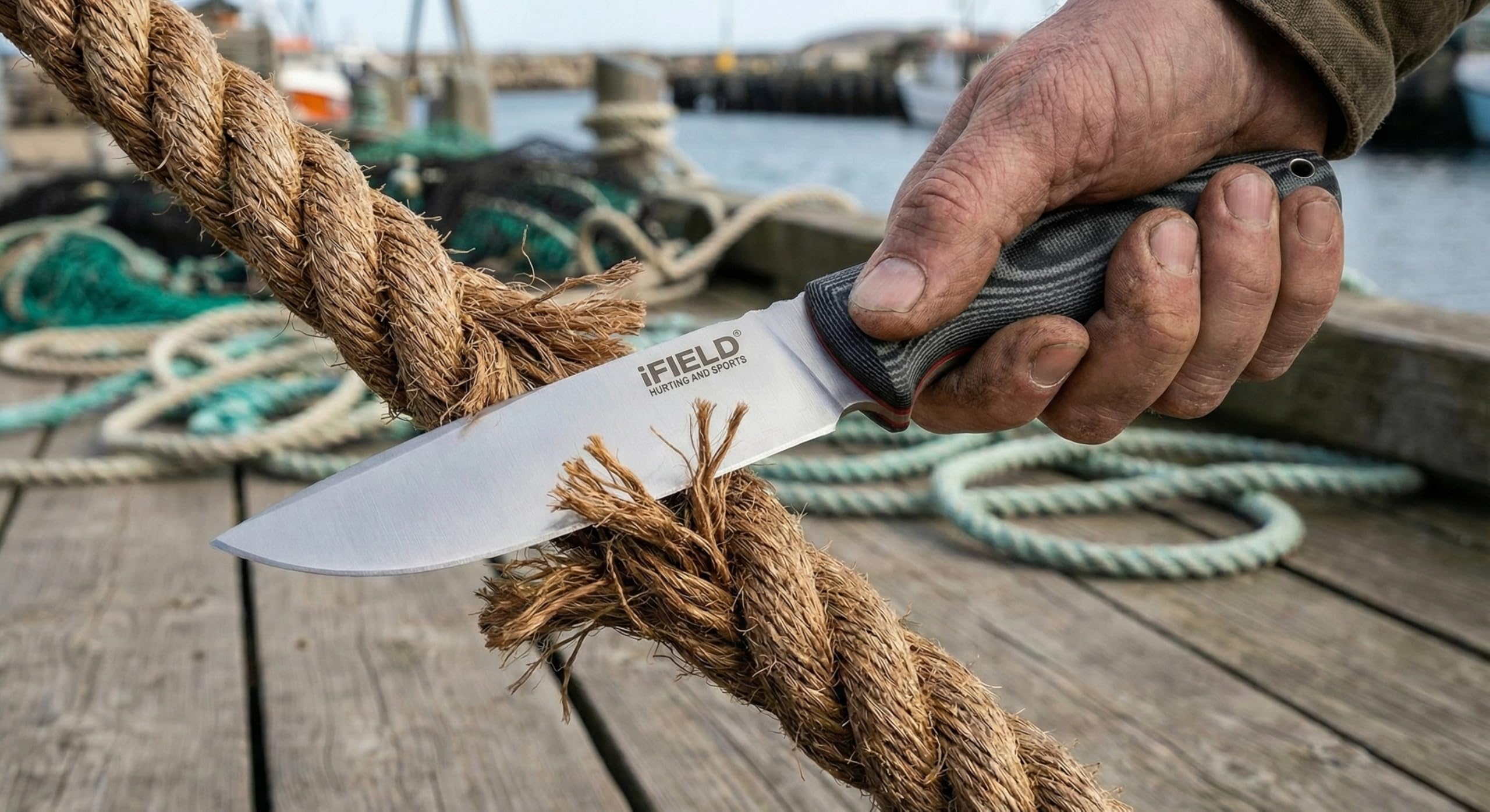 iFIELD EL29115 Multifunzionale escursioni, caccia e sopravvivenza coltello per l'esterno, manico nero Micarta con acciaio inox MOVA-58, fatto in Albacete (Spagna)