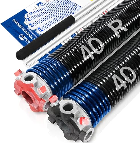 Miniatura 71 de Par de resortes de torsión para puerta de garaje de 2 pulgadas con barras de bobinado antideslizantes y guantes, electroforesis de alta precisión