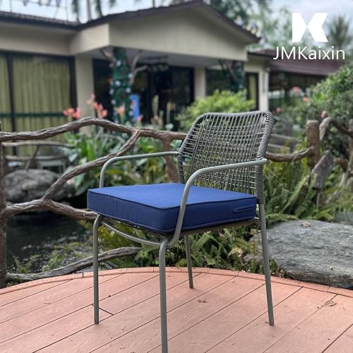 Miniatura 5 de Cojines para sillas de exterior de 19 x 19 pulgadas, impermeables, para muebles de patio, jardín, sofá con cremallera y correas ajustables, juego de