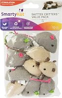 SmartyKat Skitter Critters 10-Pack Catnip Mice Toys for Cats - Gray/Cream, Lightweight Prey Play Stimulators
