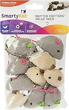 Paquete de valor de juguetes para gatos SmartyKat Skitter Critters - Catnip, gris/crema, Set de 10