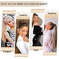 Vista 5 de BARSDAR Extensión de Cola de Caballo Corta y Recta - Extensiones de Cabello de Cola de Caballo Negra con Cordón de 16 Pulgadas para Mujeres