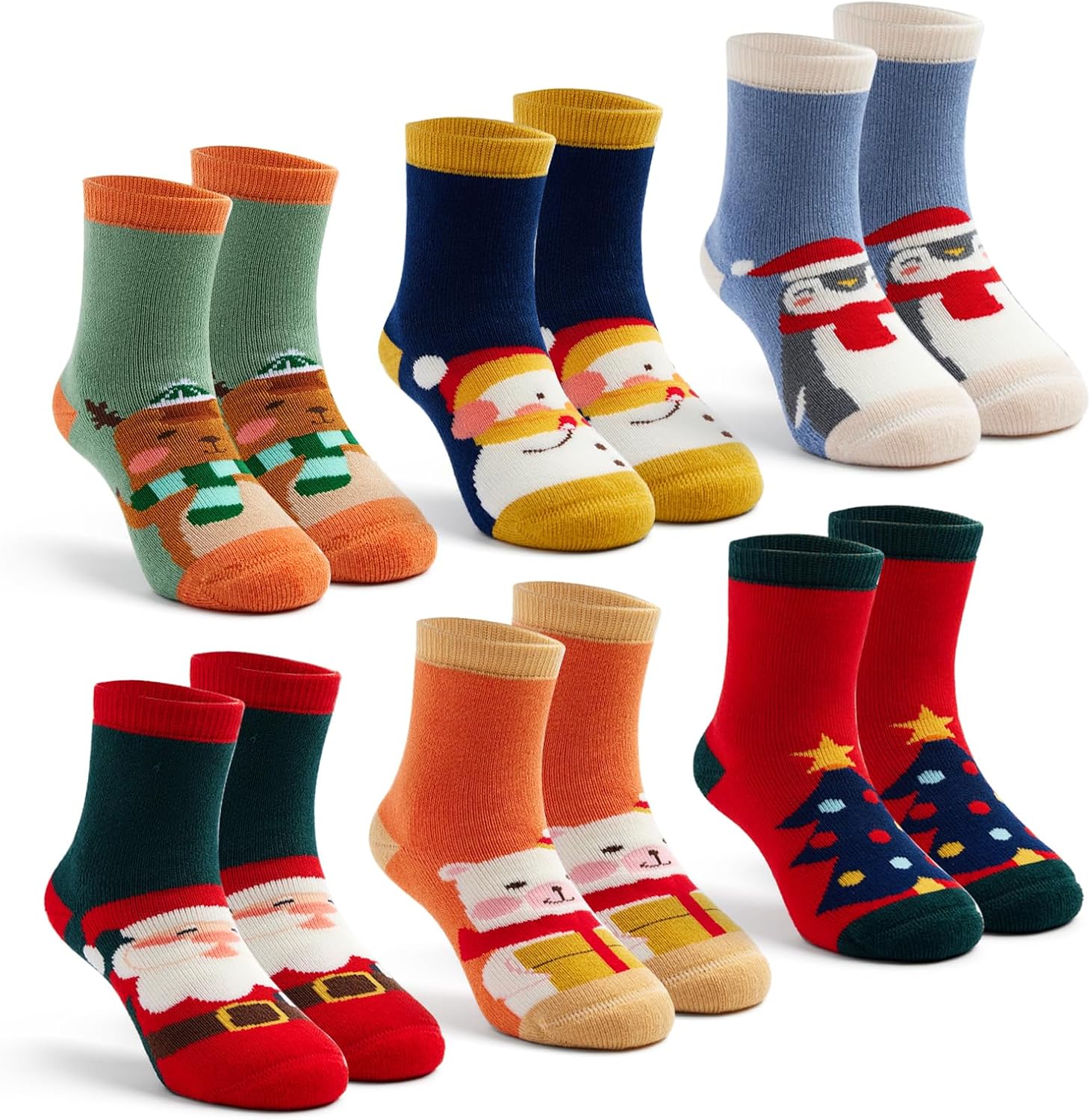 Girls Winter Socks Kids Warm Socks for Girls Crew Thermal Terry Socks 6 Pack