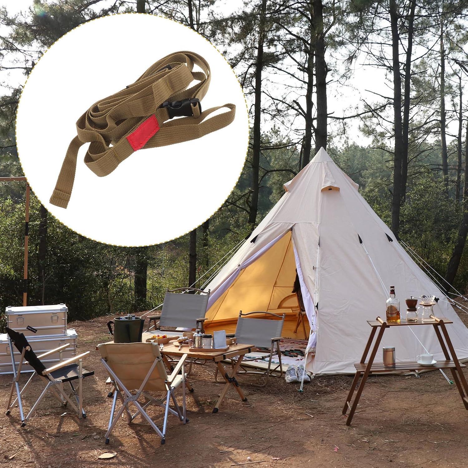 Travel Clothesline Strap Made of Sturdy Polyester Multi-Purpose Camping Clothesline Rope Foldable and Lightweight Camping Supply Rope for Tent Hanging and Outdoor Use