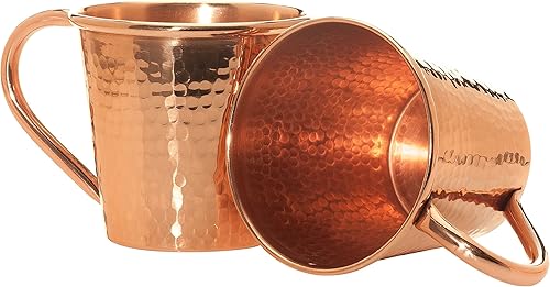 Sertodo Copper Moscow Mule - Juego de 4 capacidad de 18 onzas asas de acero inoxidable cobre puro calibre pesado martilladas a mano