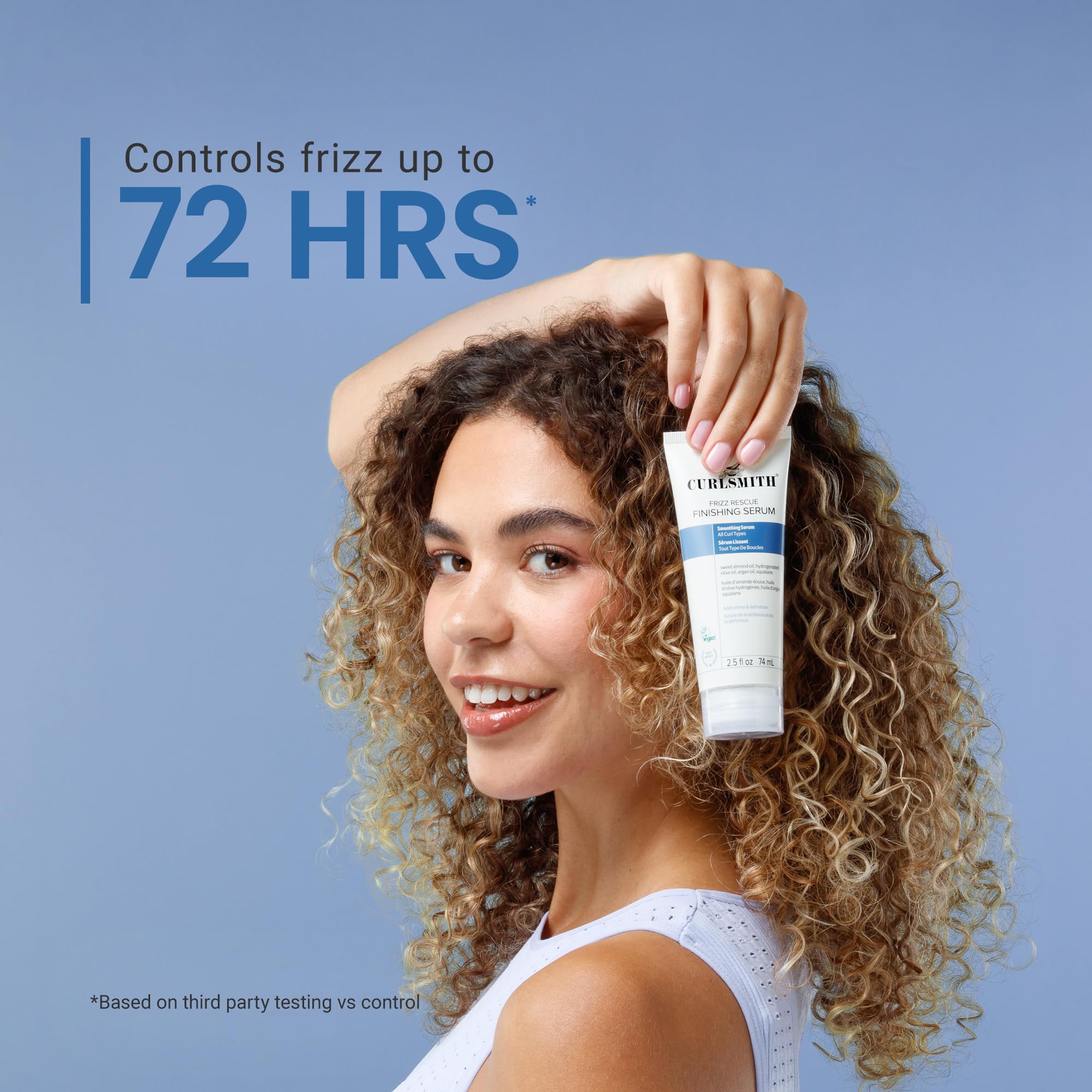CURLSMITH Frizz Rescue Finishing Serum - Anti-Frizz Finishing Serum, Smoothing and Nourishing, For All Curl Types, Vegan & Cruelty Free (2.5 oz)