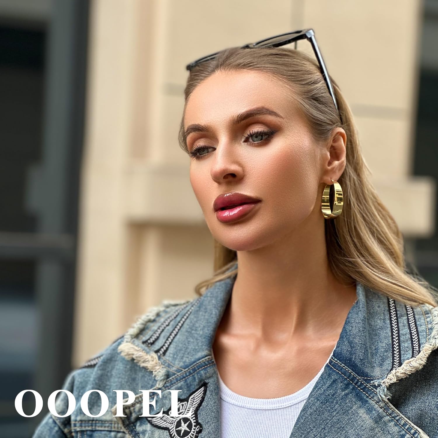 OOOPEL 10mm Wide 925 Sterling Silver Hoops Earrings for Women, 14K Real Gold Plated Hoop Earrings for Women Hypoallergenic Lightweight Oversize Big Gold Hoop Earrings Jewelry Gifts 30/40/50/60MM - Image 4