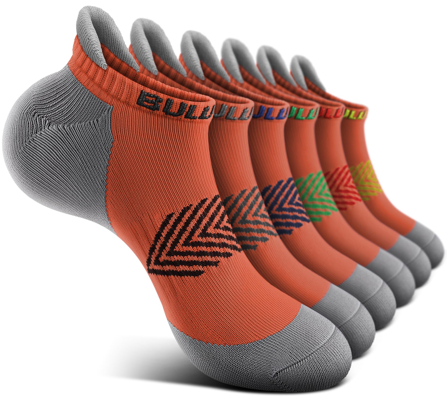 BULLIANT Women Cushioned Running Ankle Socks Anti-Slip Y-Heel No Show 6Pack