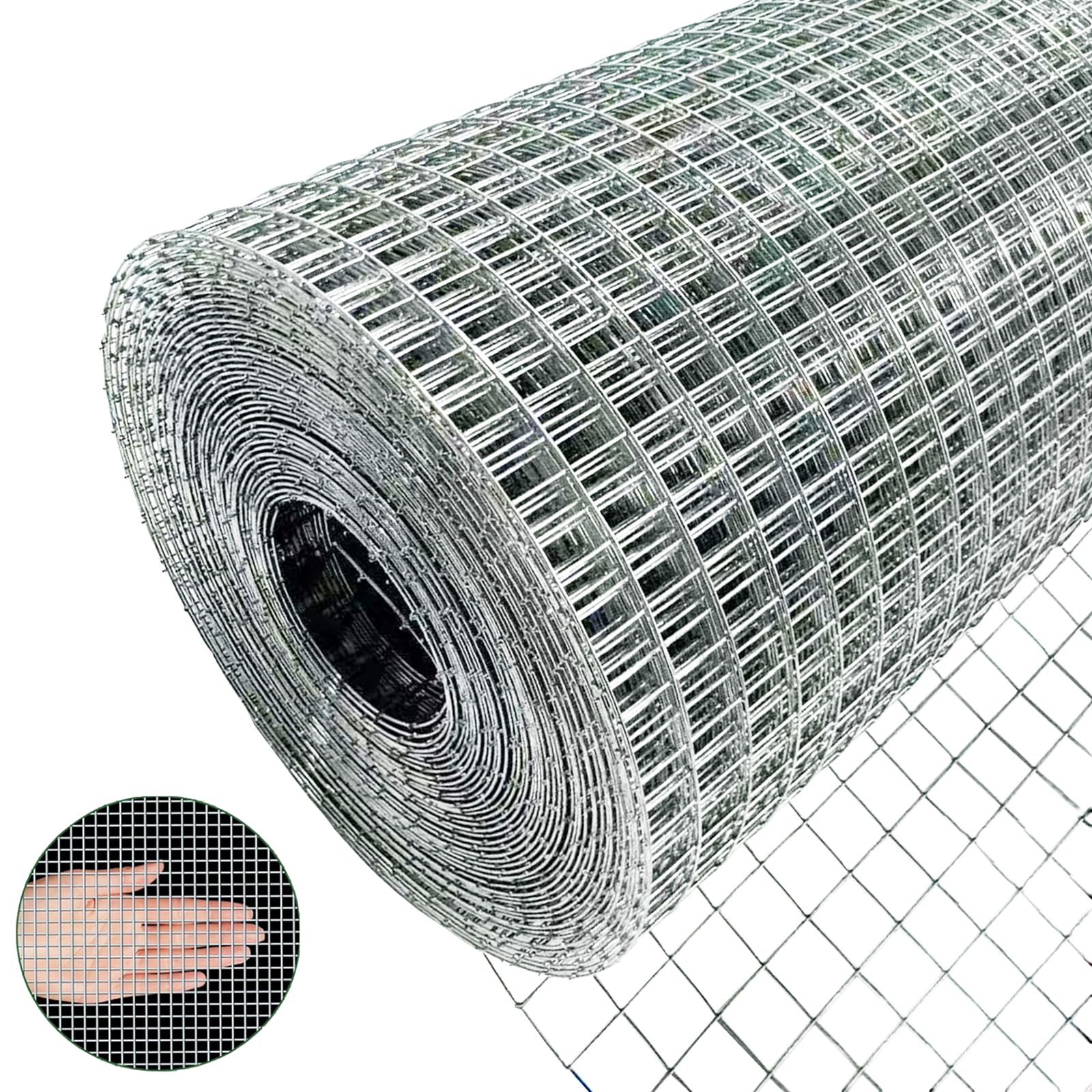 Siatka przeciw gryzonom 1m x 10m, drut wolierowy 6,3mm x 6,3mm, siatka druciana o drobnych oczkach ocynkowana, metalowa kratka jako drut do królików, 0,6mm