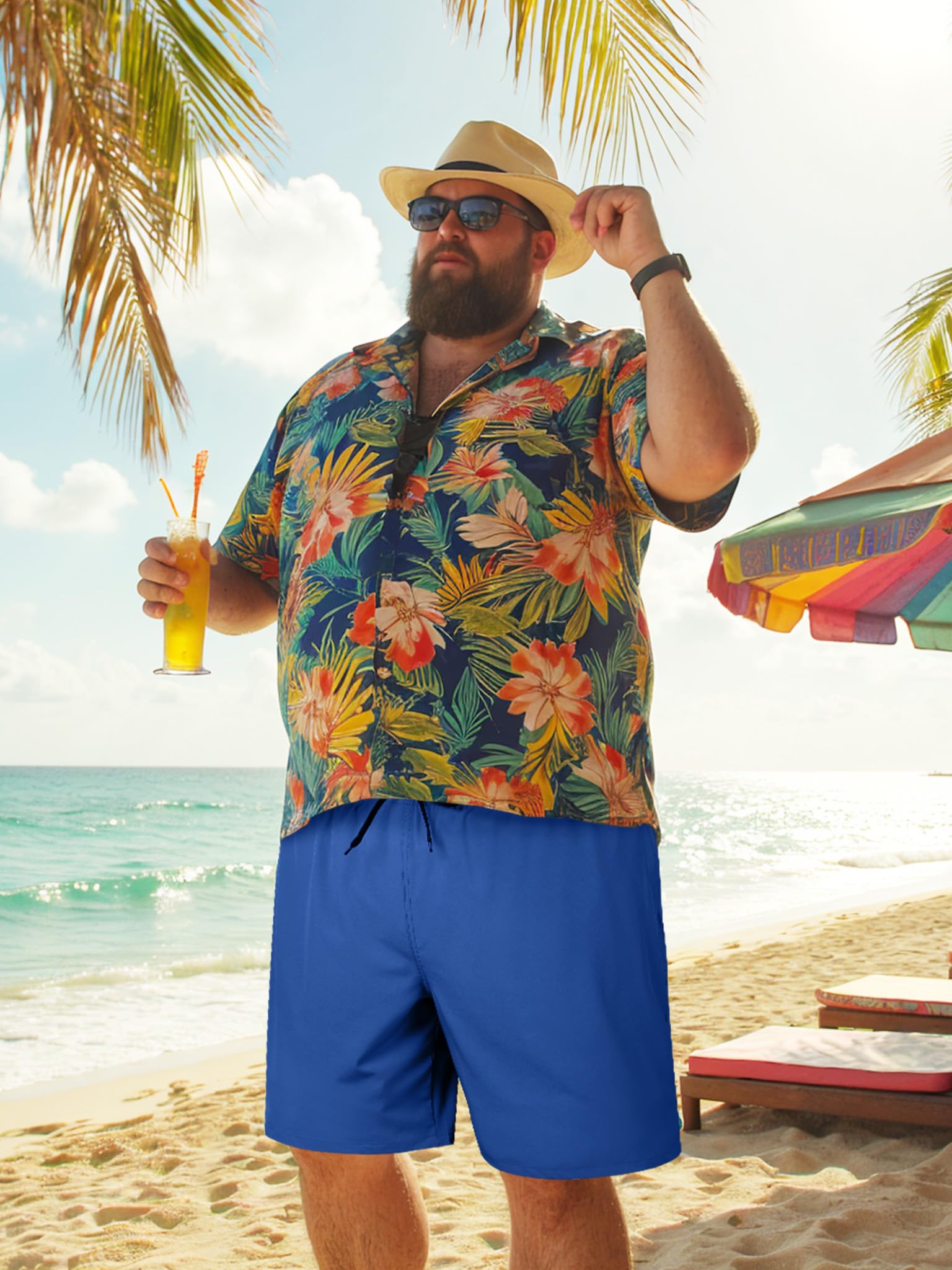 Arcweg Maillot de bain grande taille pour homme avec doublure de compression et poche zippée