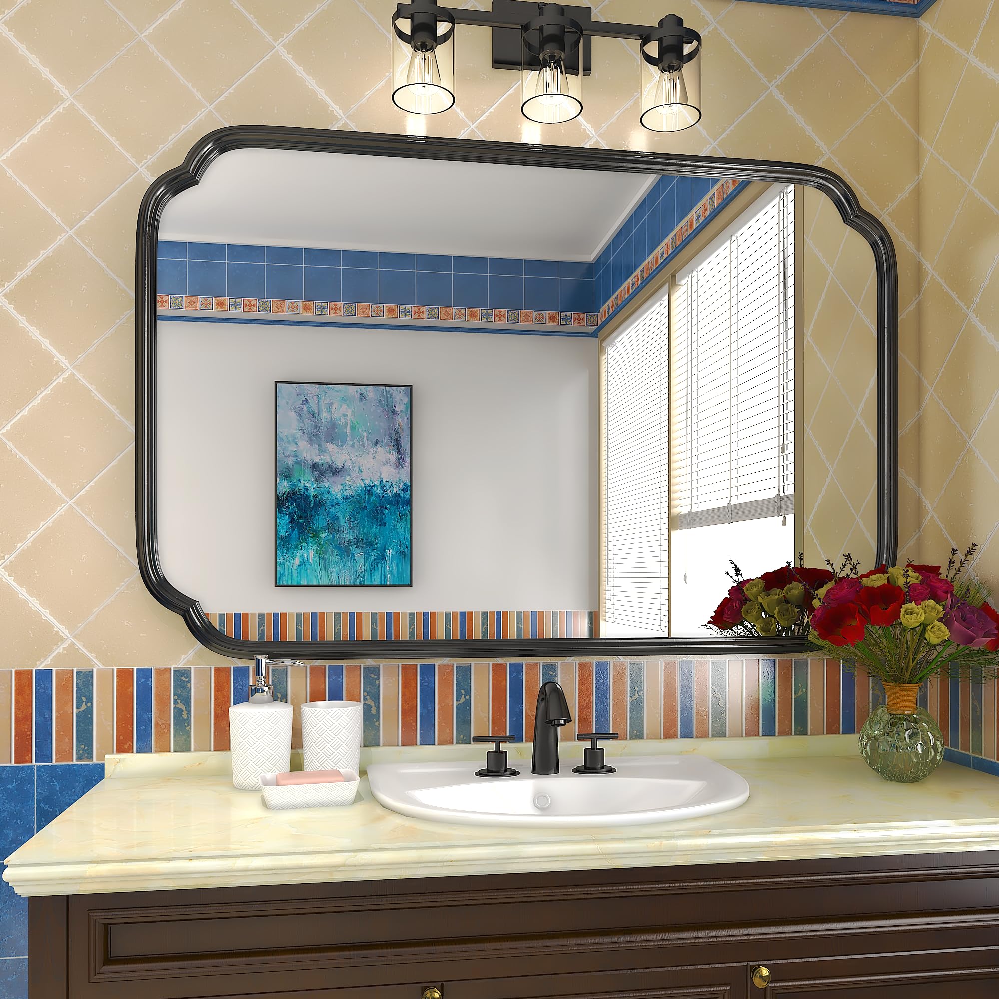 Ipouf Espejo De Pared De 30 X 48 Pulgadas Marco De Madera Color Del Marco | Envío Gratis
