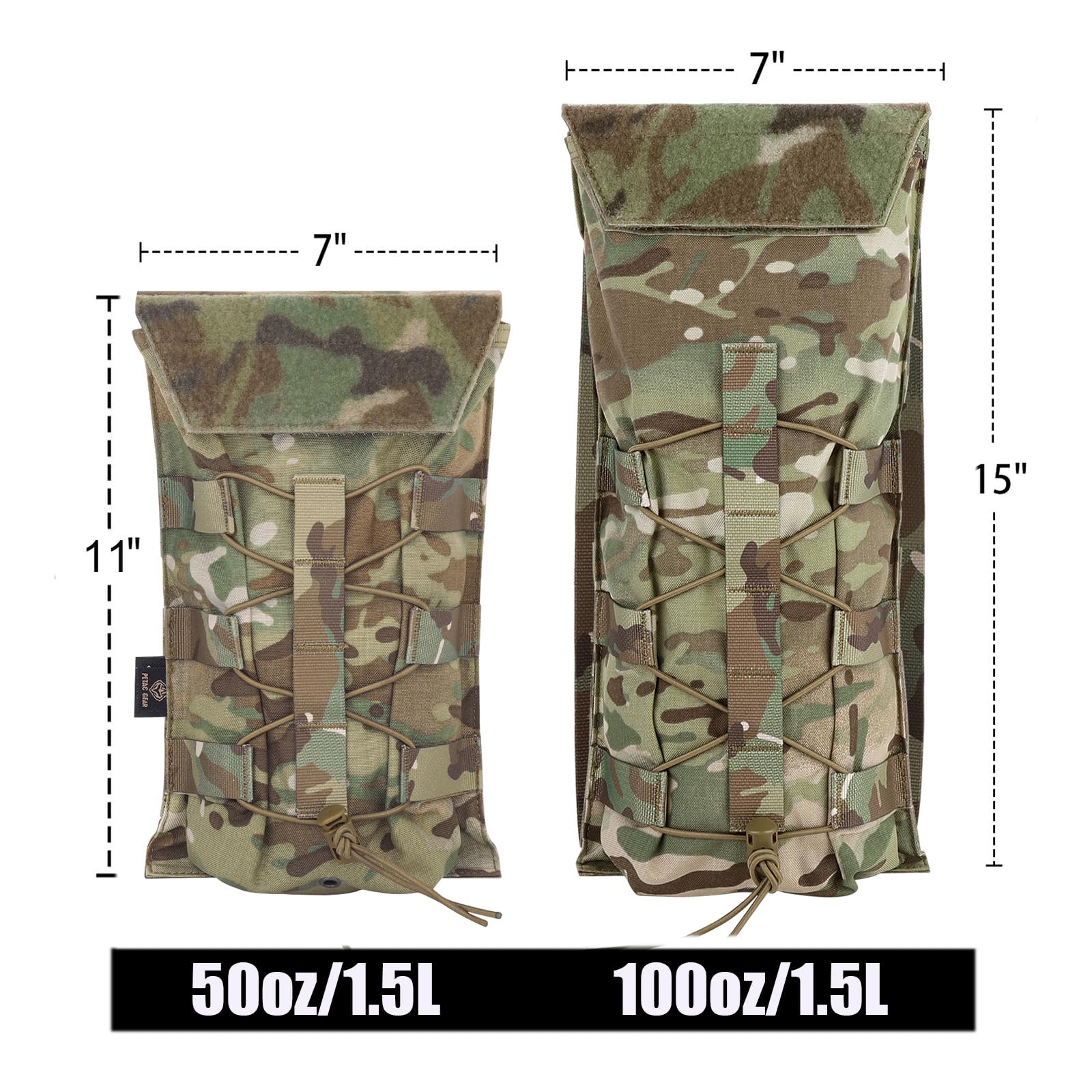 PETAC GEAR Sac d'hydratation tactique Molle de 1,5 l/3 L, pochette de transport pour sac à dos d'hydratation de 1,4 g/2,835 g.