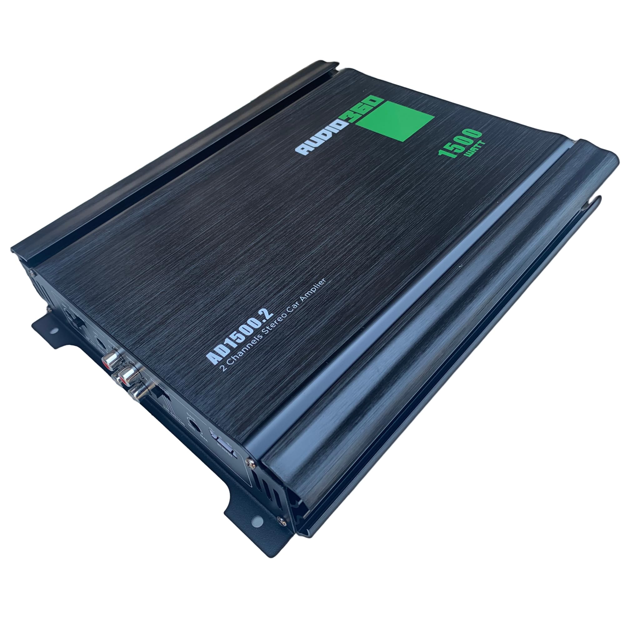 Audio360 AD1500.2 2-Channel Car Audio Amplifier, 1500W Max Power, Compact Class AB Amp with Dual 25A Fuses, 90dB SNR, Stereo/Bridged Mode