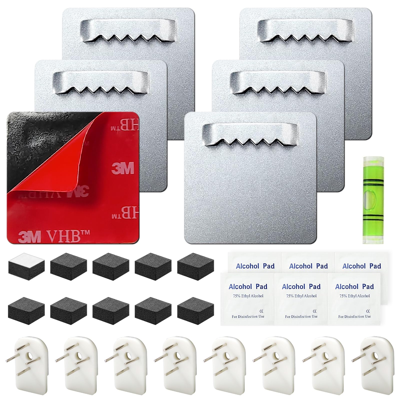 6 Piezas Colgadores para Cuadros y Espejos,Colgar Cuadros Sin Agujeros,Perchas para Placas de Imágenes Autoadhesivo (Estilo 1)