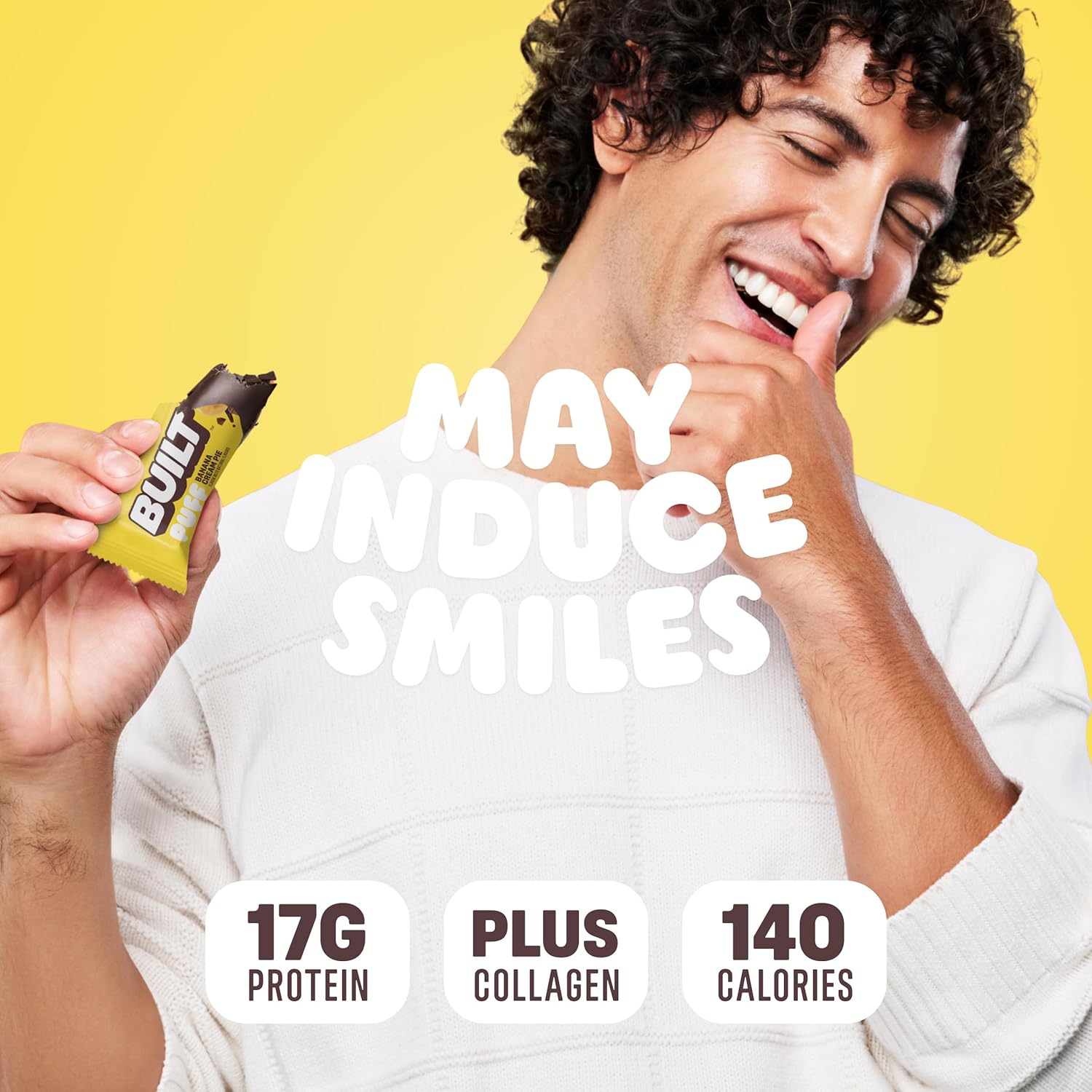 BUILT Bar Puff Protein Bars - Banana Cream Pie - 17g Protein Snack Bars with Collagen - Calorie Conscious & Gluten Free - 12 Count