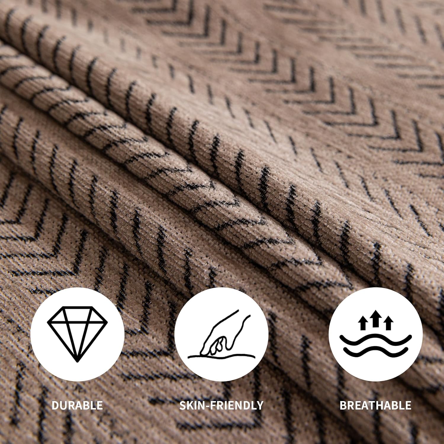 Sofa Covers for 2 Cushion Couch Sofa, Loveseat Non Slip Couch Cover Polyester Strip Couch Throw Blankets with Tassel, Sectional Sofa Slipcover Furniture Protector for Pets, Kids 71"x118", Light Brown