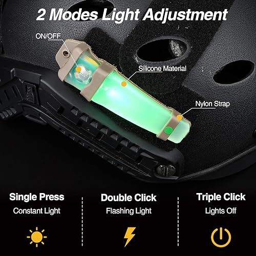 Miniatura 2 de Marcador de identificación personal  Luz táctica para casco, luz de señal de supervivencia portátil para senderismo, canotaje, ciclismo, pesca
