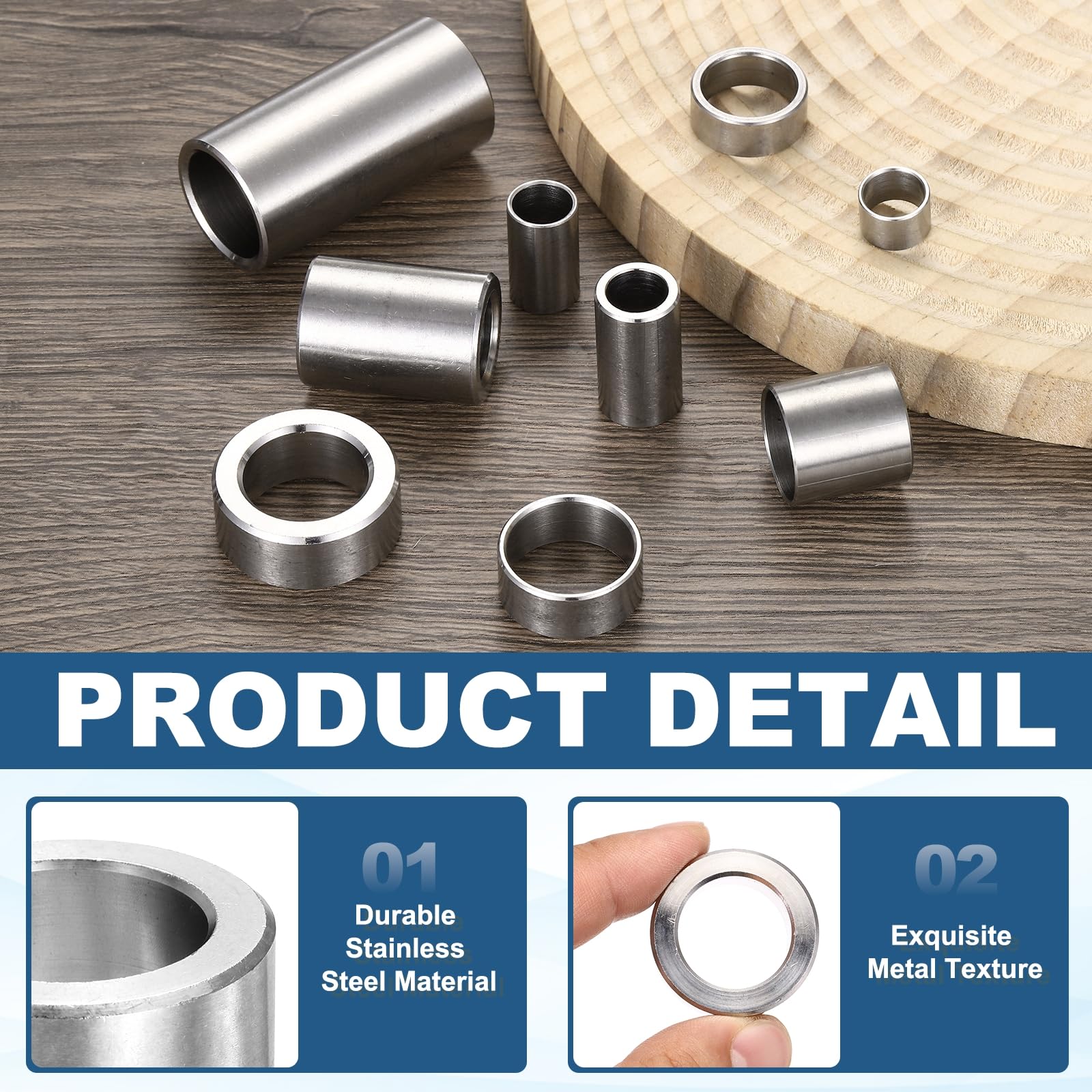 QUARKZMAN 4Pcs Espaciador Metálico, M20 Separadores de Acero Inoxible 304, 20 mmID x 30 mmOD x 30 mm de Longitud, Redondo, sin Rosca, Acabado Liso para Tornillos, Plateado