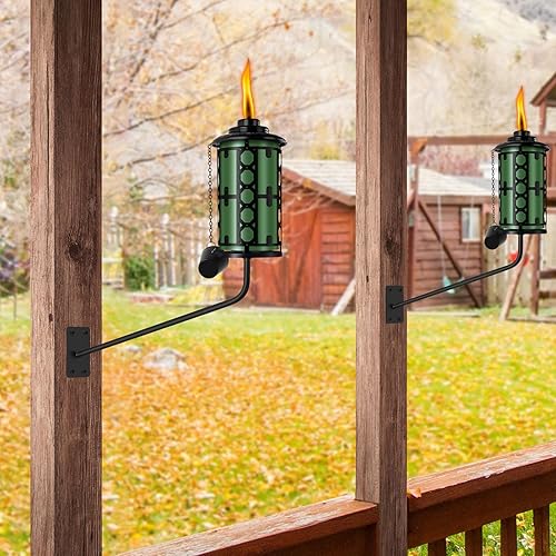 Miniatura 7 de FAN-Torches Paquete de 6 antorchas de citronela montadas en la pared, 16 onzas, antorchas de metal para exteriores, antorchas de jardín para