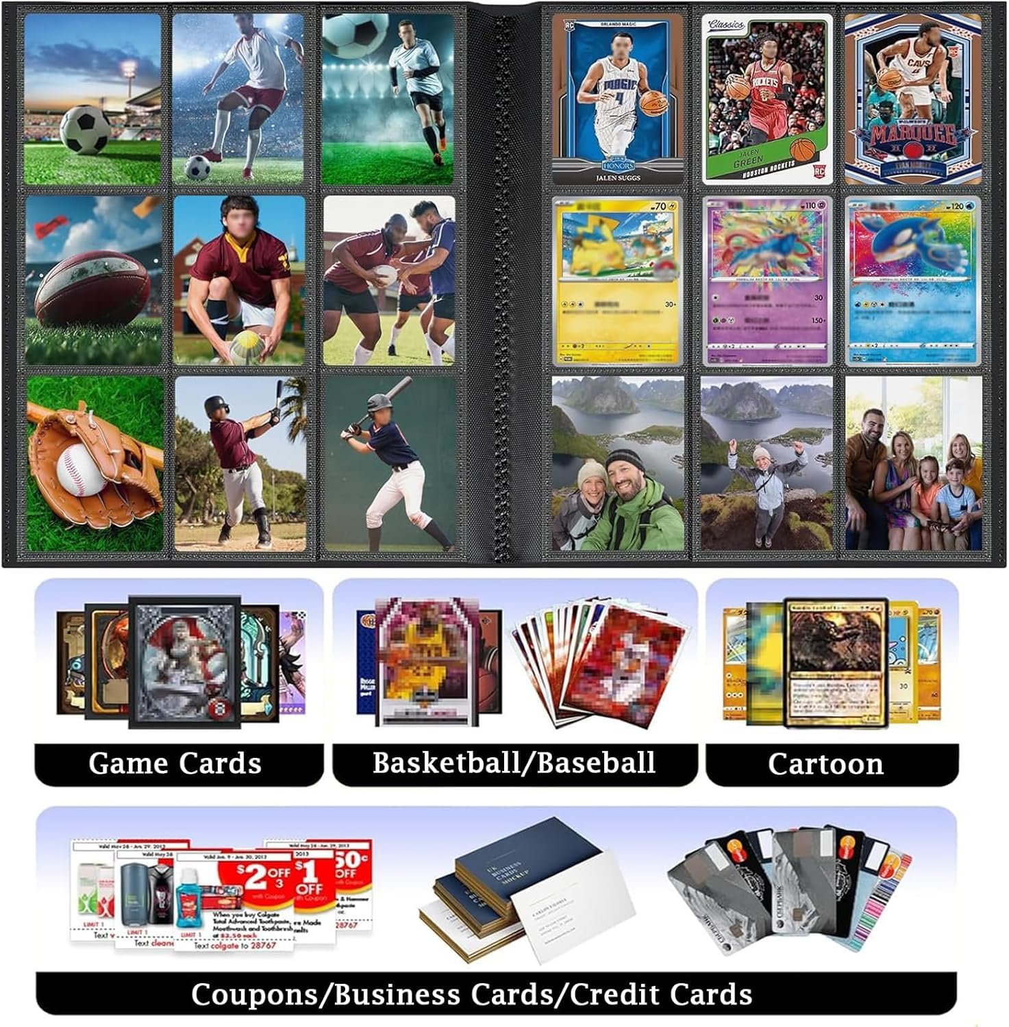 Eastrise 9-Pocket Trading Card Binder, Pocket Trading Card Album, 20 Pages Holding 360 Pockets - Image 3
