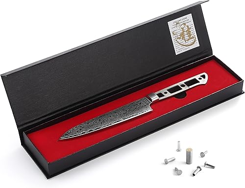 Miniatura 2 de KATSURA Kit de proyecto de carpintería  Cuchillo de chef pequeño utilitario en blanco  6.5 pulgadas  AUS 10 japonés premium AUS 10, 67 capas de