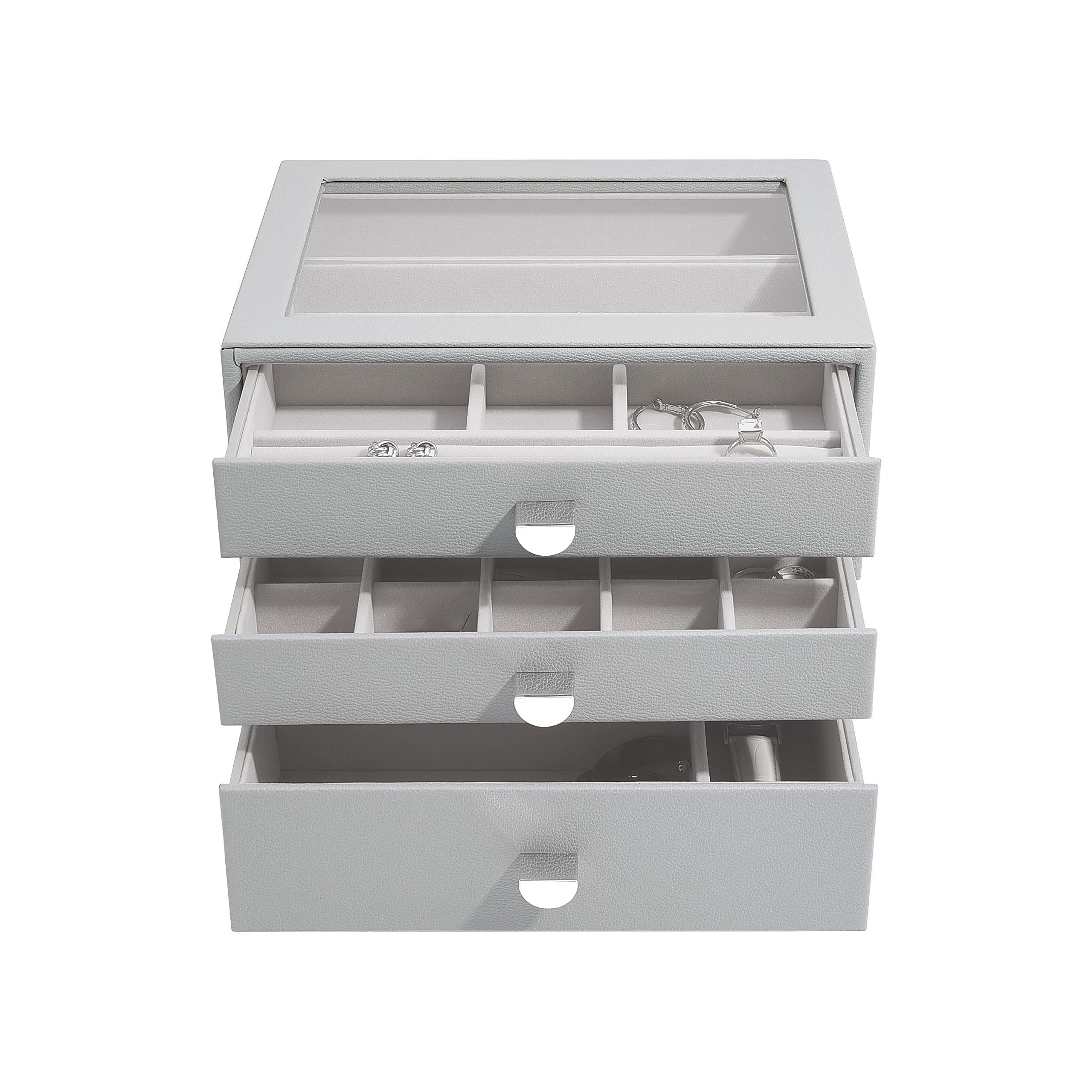 Stackers Pebble Grey Classic Jewellery Box - Set Of 3 (With Drawers)