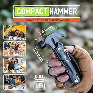 Gifts for Men - Birthday Gifts for Man, Dad, Husband, Mens Gift Ideas - Stocking Stuffers for Men, Mens Stocking Stuffers - Christmas Fathers Day Groomsmen Gift - Multitool Hammer for Camping, Hiking