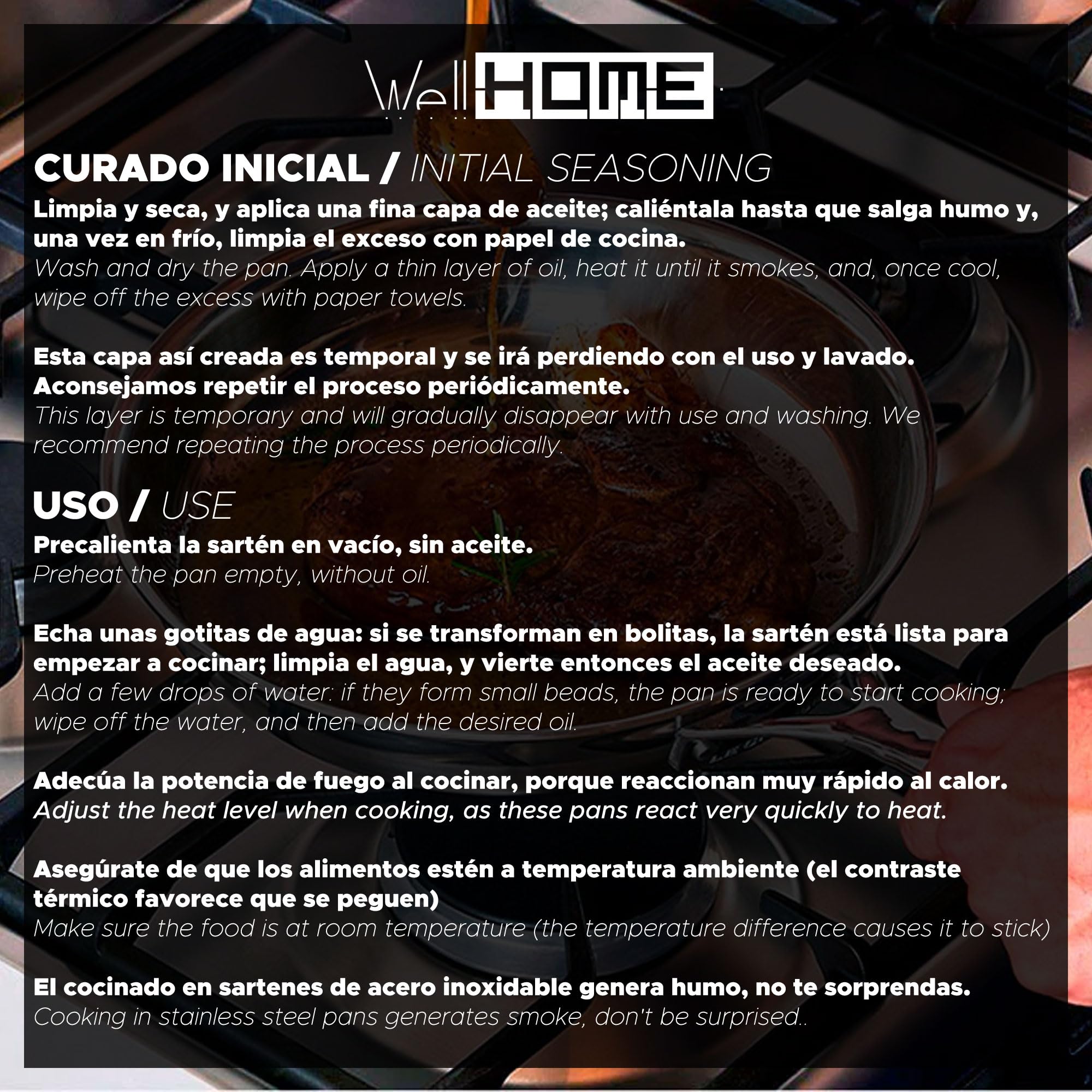 Well Home Set di 3 padelle Ø20Ø24Ø28 cm in acciaio inox, adatte per induzione e senza antiaderente