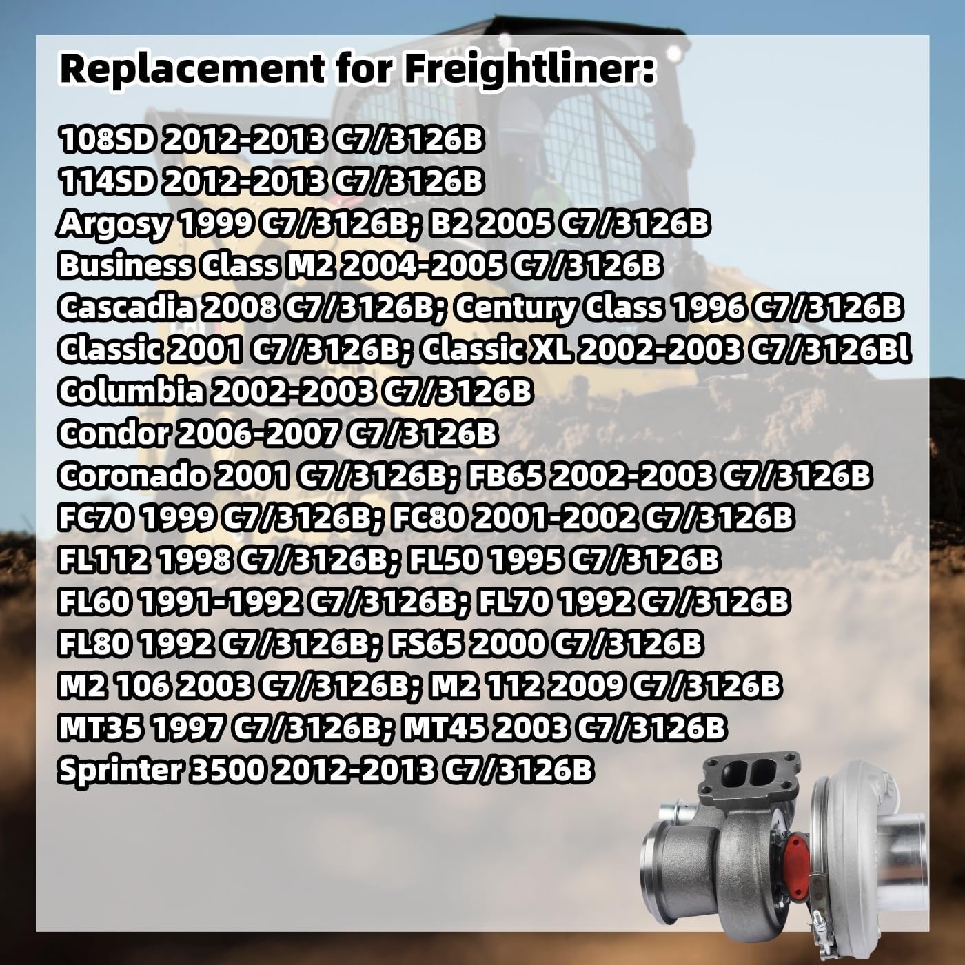 Complete Turbo Turbocharger Replacement for Caterpillar CAT 3162B C7 Engine Coronado 2005-2011 Cascadia 108SD Argosy Classic FB65#178475 0R7979 1770440 1784752 1784755 171860 Vahaha