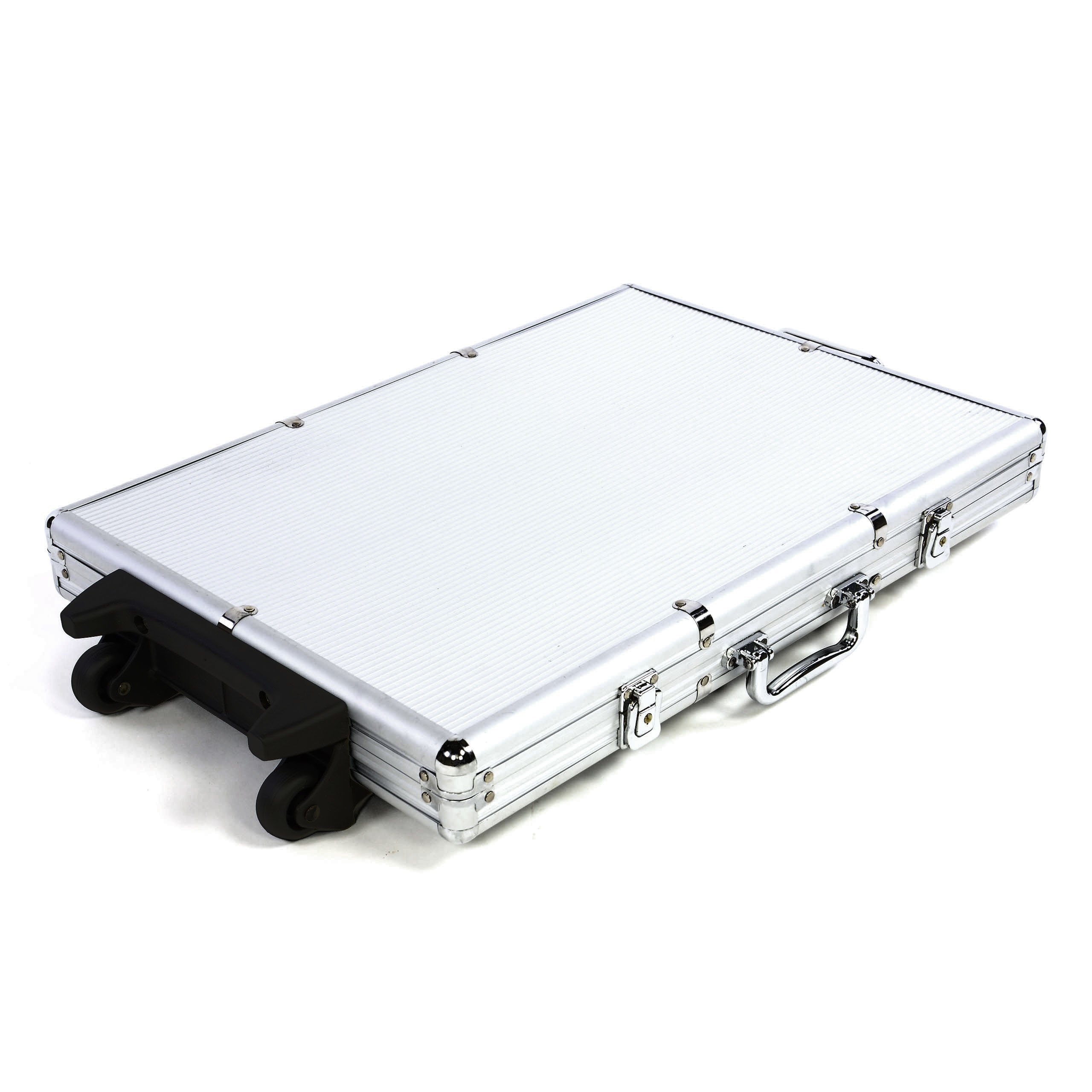 Nexos Trading Poker-Koffer Trolley aus Aluminium gepolstert für bis zu 1000 Chips abschließbar gepolstert mit Zubehör Button, Casino-Würfel, 3X Pokerkarten aus Kunststoff