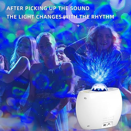 Miniatura 7 de Rusoso Proyector de galaxia, proyector de estrellas, proyector de luz nocturna con altavoz, proyector de luces del norte para dormitorio, sala de