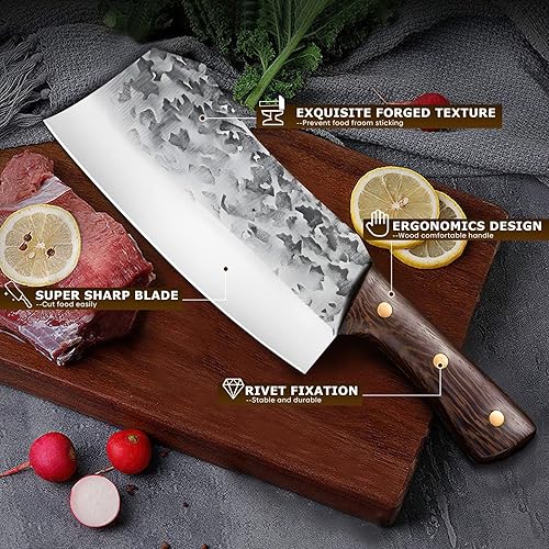Miniatura 3 de ZENG Cuchillo de carnicero para carne, cuchillo de carnicero, cuchillo de cocina resistente, cuchillo de cocina de acero inoxidable para cortar