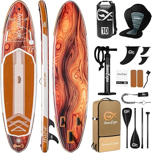 51% off promo code for InnoExpo 11' Inflatable Stand Up Paddle Boards with Premium Accessories, Wide Stable SUP Paddle Board Design, Non-Slip Comfort on Amazon