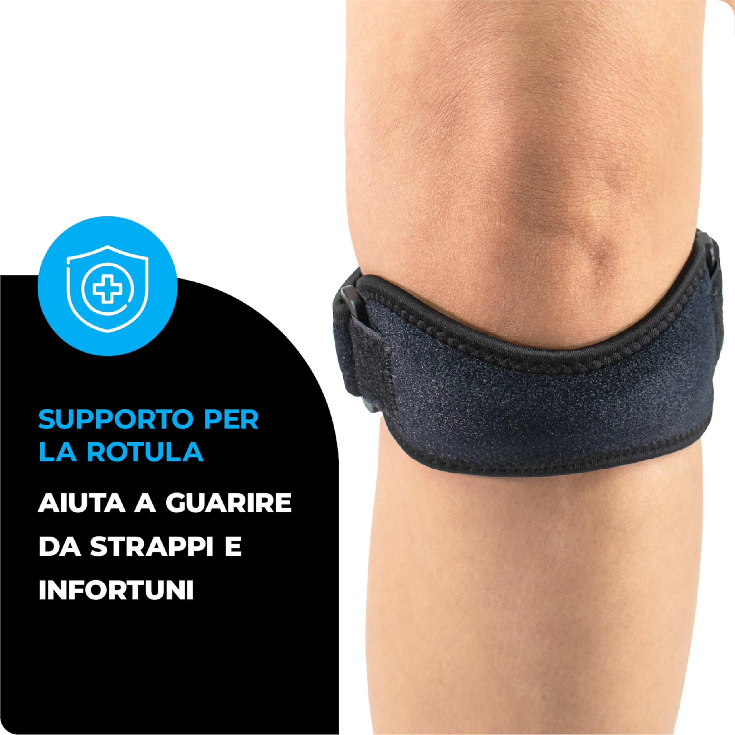 VITTO Tutore Ginocchio Rotula - Ginocchiera Rotulea Sportiva per Basket, Padel e Osgood Schlatter. Ginocchiere Corsa per Uomo e Donna (Taglia Unica)